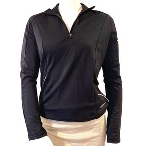 Hind DryLete 3 Quarter Zip Running Top Womens Large Black Long Sleeve 14866 NWT
